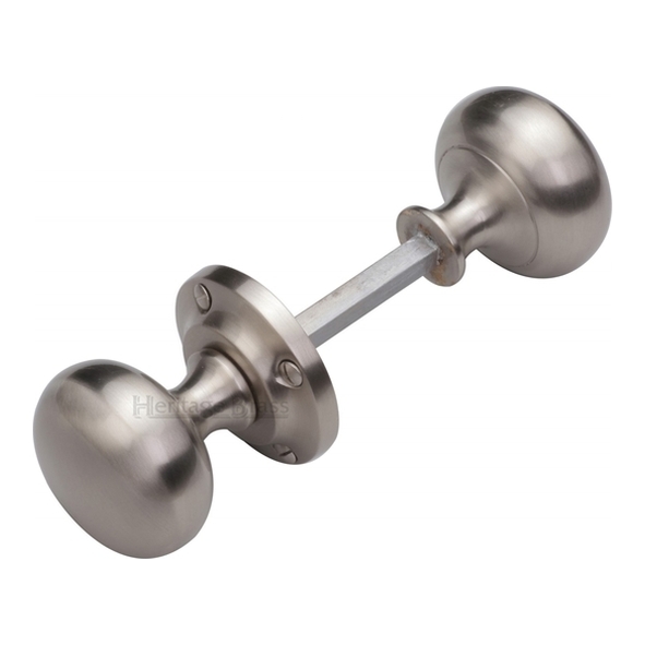 RIM V980-SN • Satin Nickel • Heritage Brass Victoria Rim Knobs On Round Roses